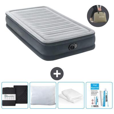 Luchtbed intex plush mid - 1p - 191x99x33 cm + accessoires cb17