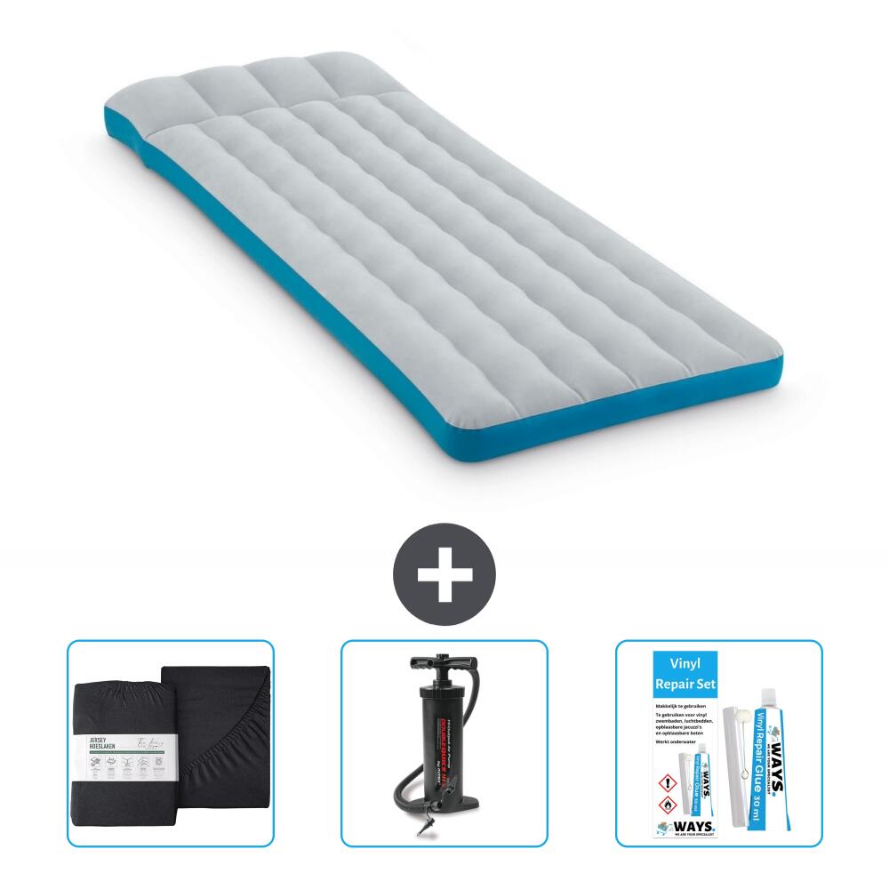 Intex - Matelas Gonflable Intex Camping - 2p - 189x72x20 Cm + Accessoires Cb7 - Matelas Gonflable - Bleu - 189 Cm - Decathlon
