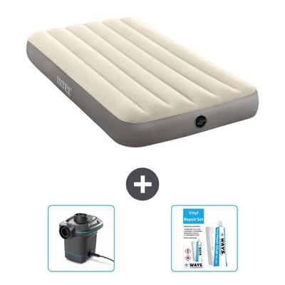 Luchtbed intex single - 2p - 191x137x25 cm + accessoires cb14