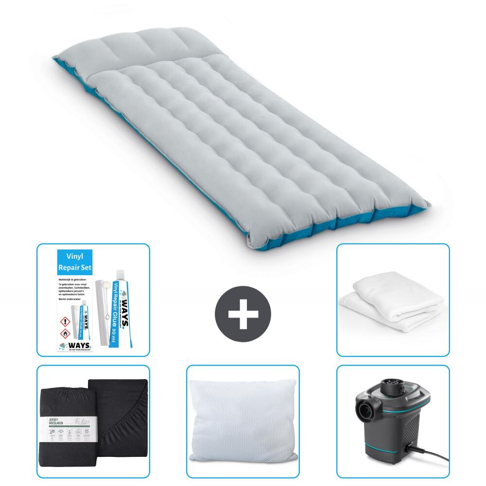 Intex - Matelas Gonflable Intex Camping - 1p -  184x67x17 Cm + Accessoires Cb6 - Matelas Gonflable - Bleu - 184 Cm - Decathlon