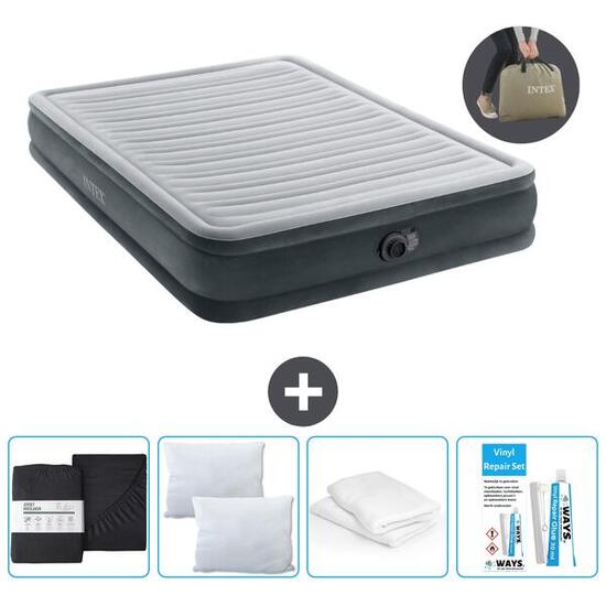 Matelas gonflable Intex Plush Mid - 2P - 203x152x33 cm + Accessoires CB17
