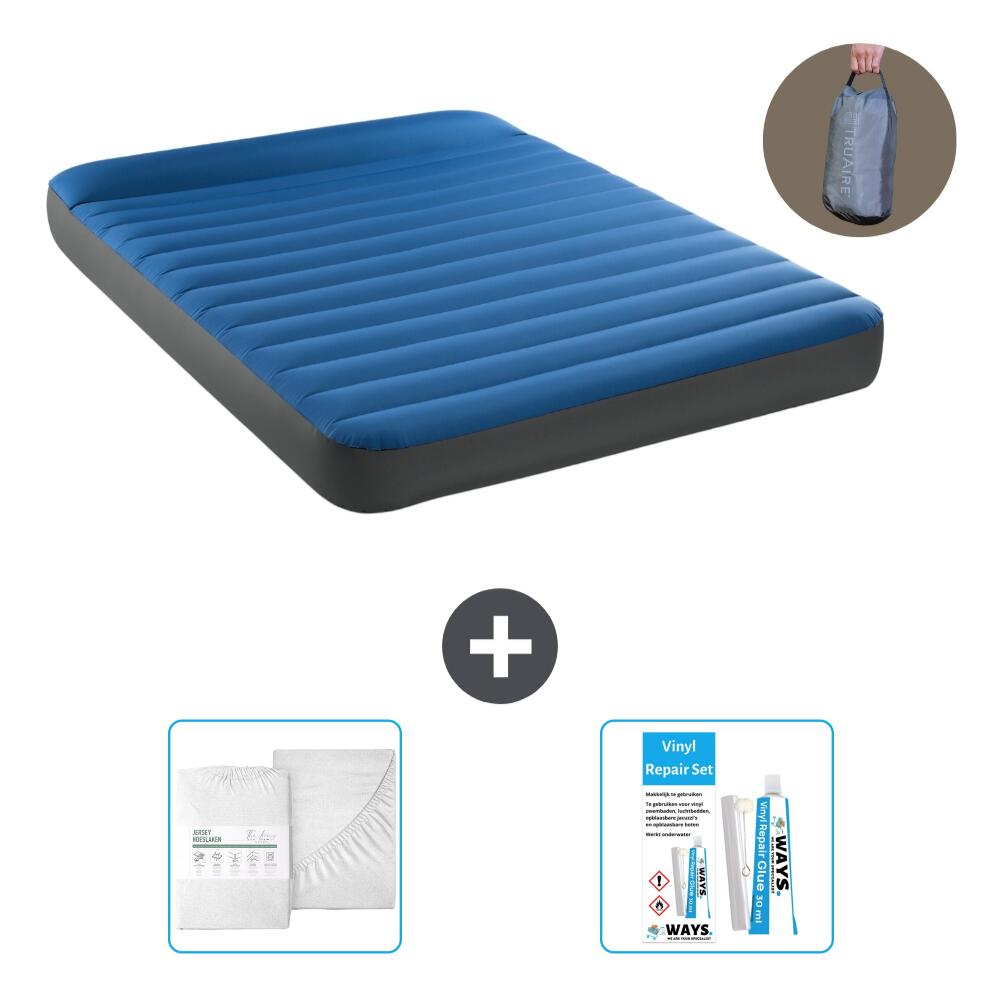 Intex - Matelas Gonflable Intex Truaire - 2p - 203x152x22 Cm + Accessoires Cb16 - Matelas Gonflable - Bleu - 203 Cm - Decathlon