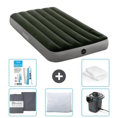 Luchtbed intex downy - 1p - 191x99x25 cm + accessoires cb10