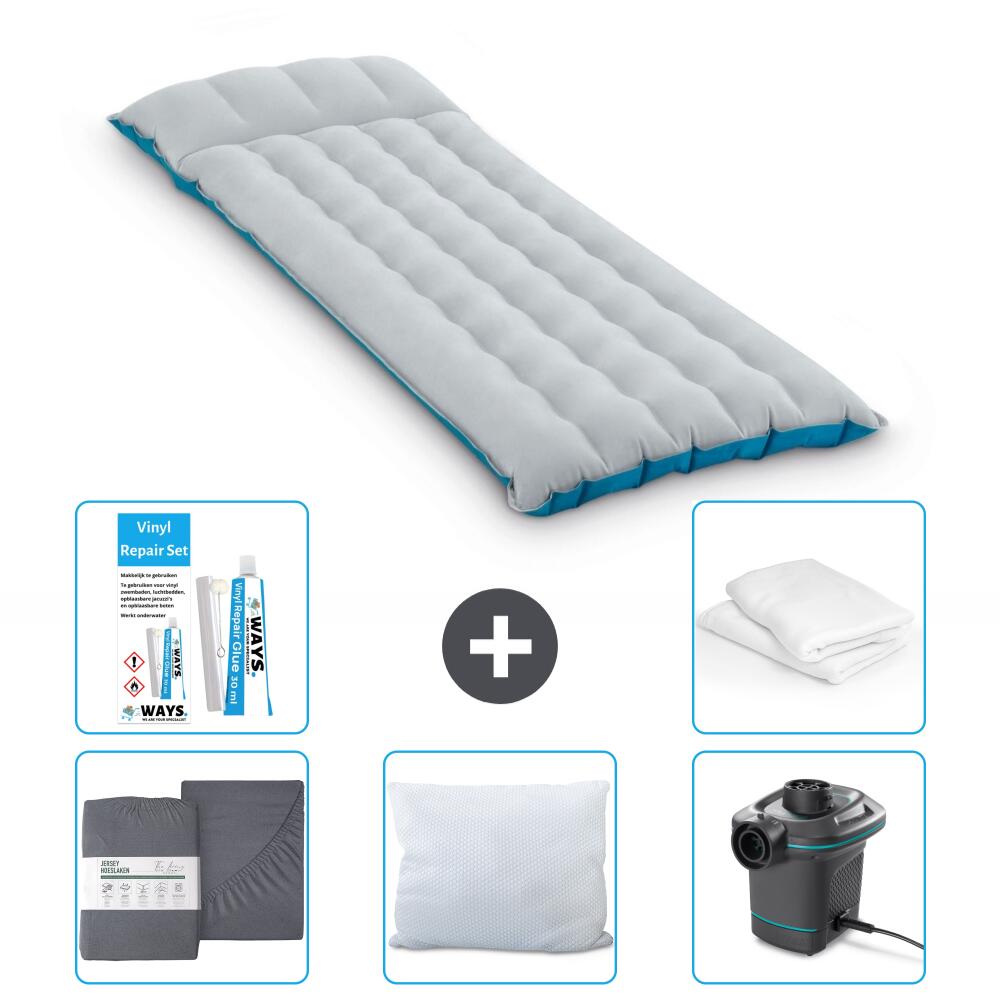 Intex - Matelas Gonflable Intex Camping - 1p - 184x67x17 Cm + Accessoires Cb10 - Matelas Gonflable - Bleu - 184 Cm - Decathlon