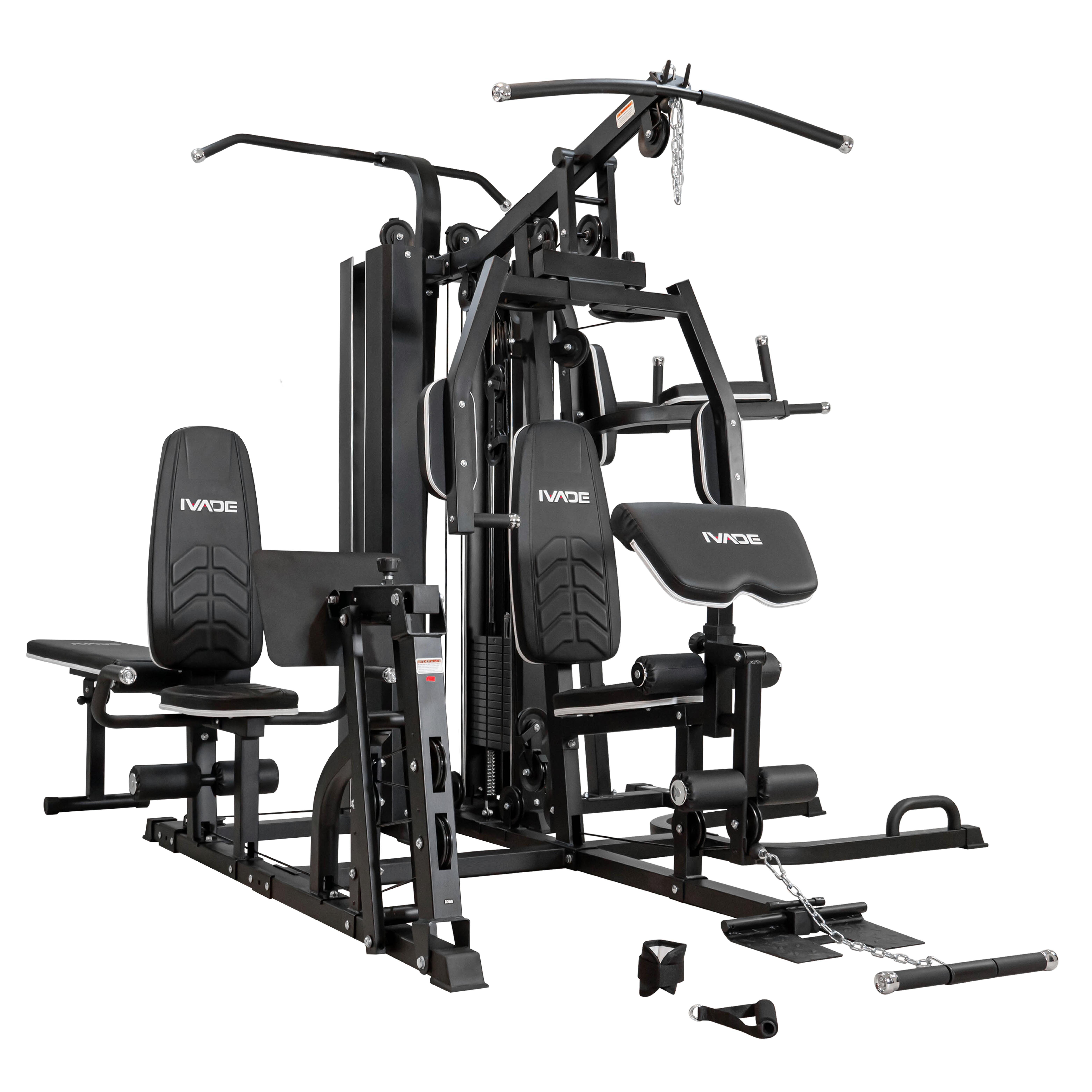 6-Station Multi Gym Model IV-H900 - Home Gym, Bench, Pull Up, Dip Bar, Leg Curl, Leg Extension – IRONTEC