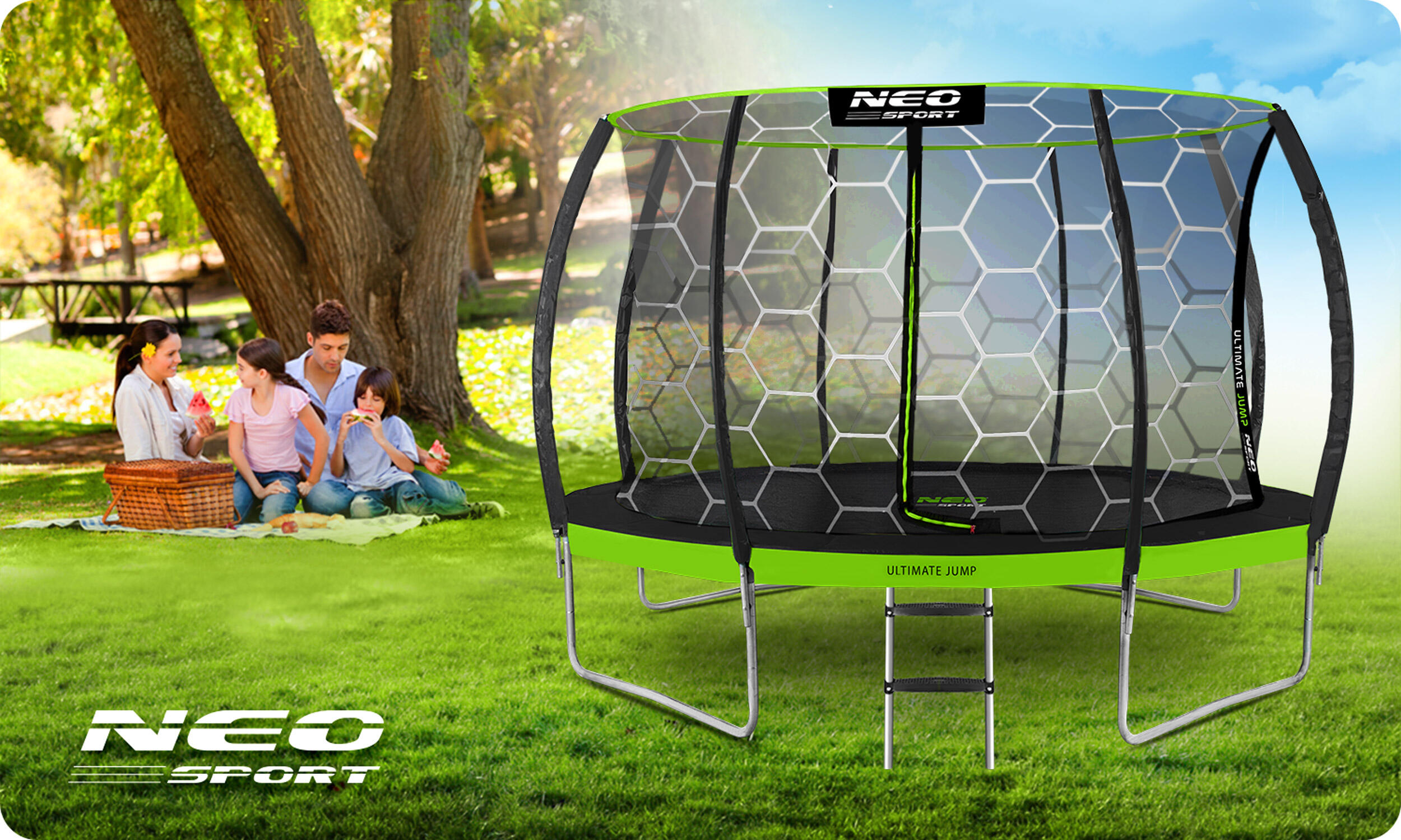 Trampolina ogrodowa Neo-Sport NS-12C221 Circle 374cm/12ft z siatką wewnętrzną 7/7