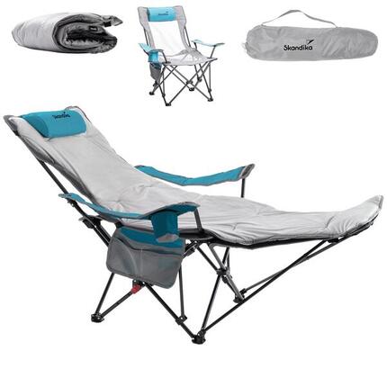 Chaise pliante relax Toras - avec repose-pieds et coussin - Max. 120 kg