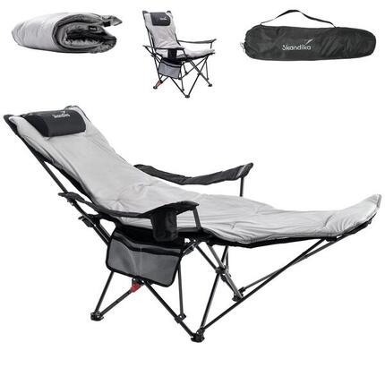 Chaise pliante relax Toras - avec repose-pieds et coussin - Max. 120 kg