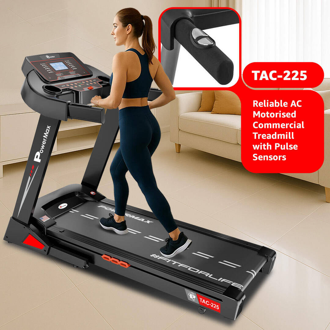 PowerMax Fitness TAC-225 (4HP Peak) Motorised Treadmill for Home [Speed:14kmph, Max User Weight:120kg, Foldable, 12 Workout Programs, MP3] Free Installation Assistance & Demo - 1 Year Motor Warranty -  2