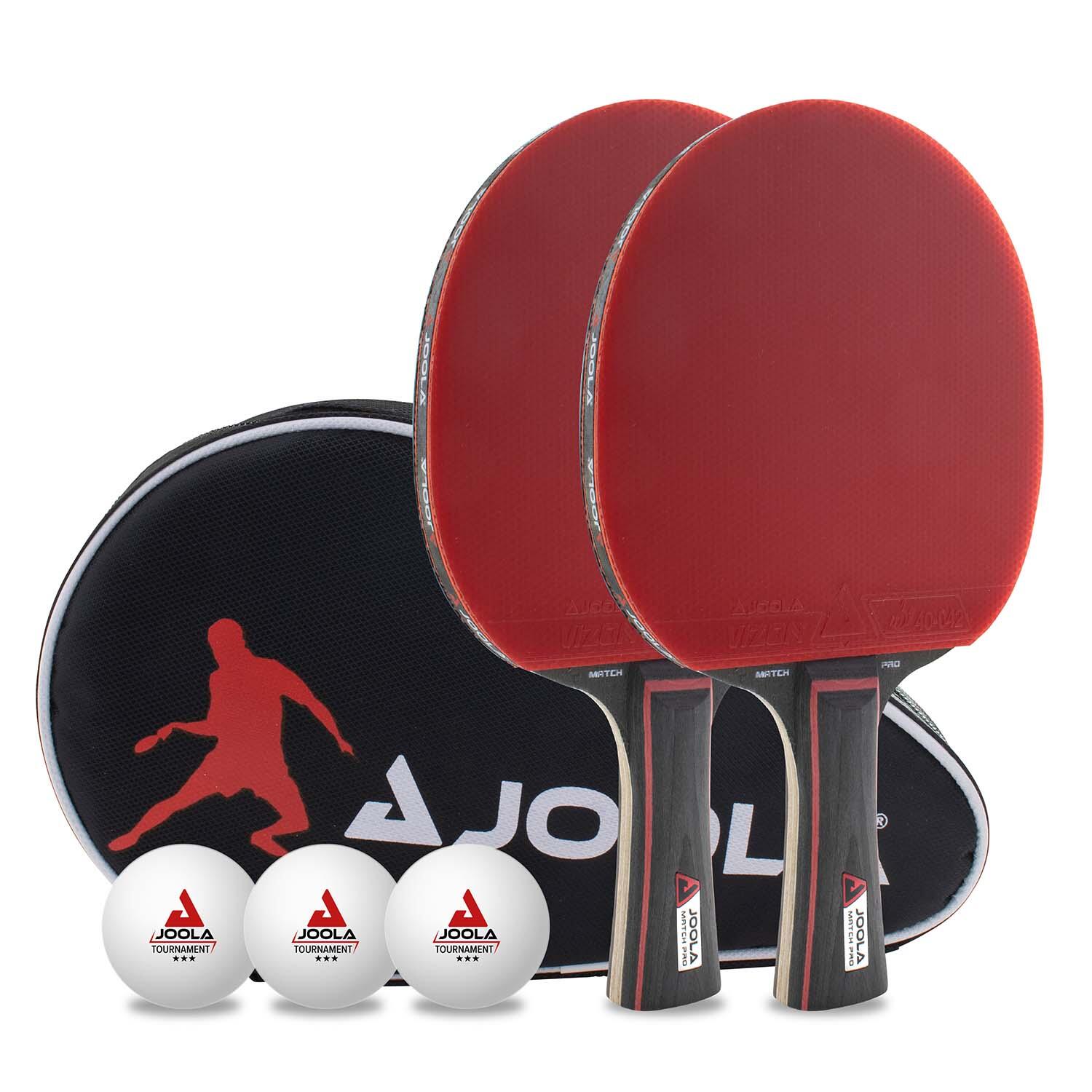 Conjunto de ping pong joola duo pro: 2 raquetes + 3 bolas + saco de transporte