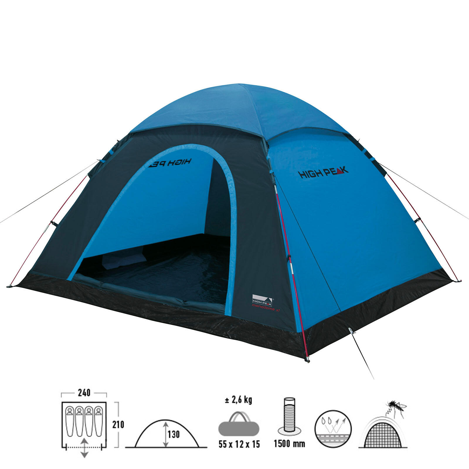 Tente de Camping familiale 4-5 Personnes, Tente Tunnel imperméable