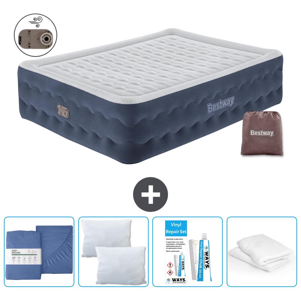 Bestway - Matelas Gonflable Bestway - 2p -  203x152x51 Cm + Accessoires Cb38 - Matelas Gonflable - Bleu - No Size - Decathlon