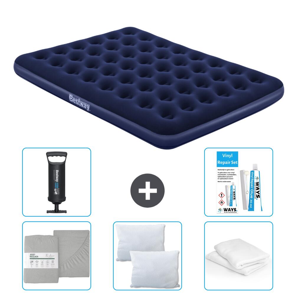 Bestway - Matelas Gonflable Bestway - 2p - 203x152x22 Cm + Accessoires Cb28 - Matelas Gonflable - Bleu - No Size - Decathlon