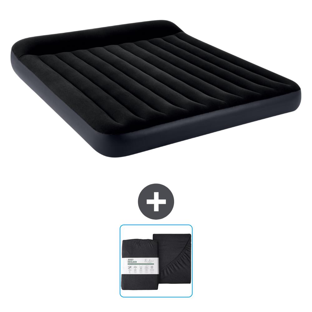 Intex - Matelas Gonflable Intex Pillow Rest - 2p - 203x183x25 Cm + Accessoires Cb22 - Matelas Gonflable - Bleu - No Size - Decathlon