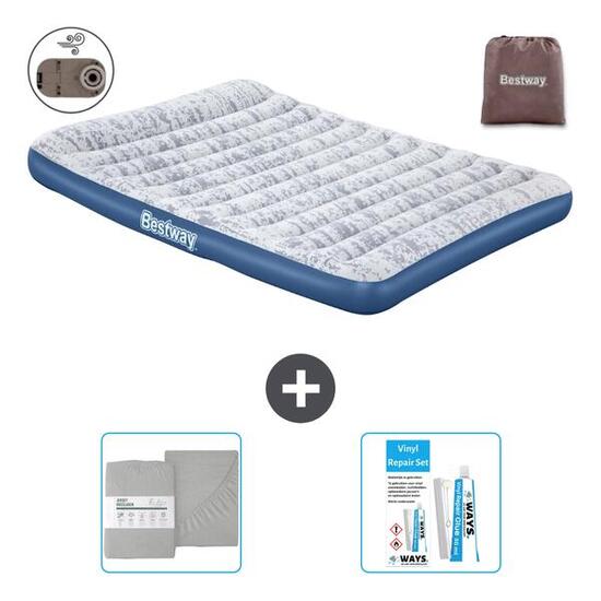 Matelas gonflable Bestway - 2P - 203x152x30 cm + Accessoires CB37
