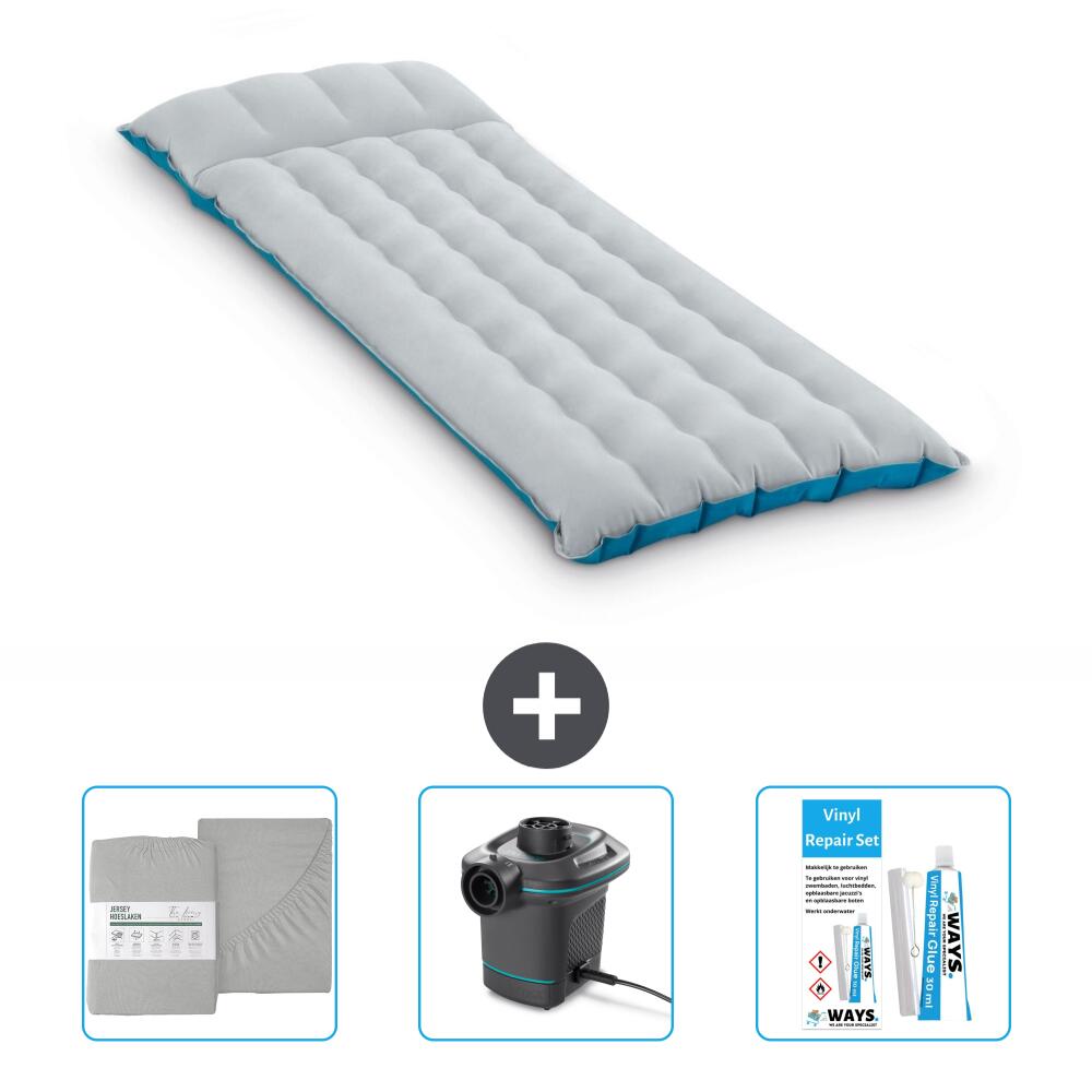 Intex - Matelas Gonflable Intex Camping - 1p -  184x67x17 Cm + Accessoires Cb31 - Matelas Gonflable - Bleu - No Size - Decathlon