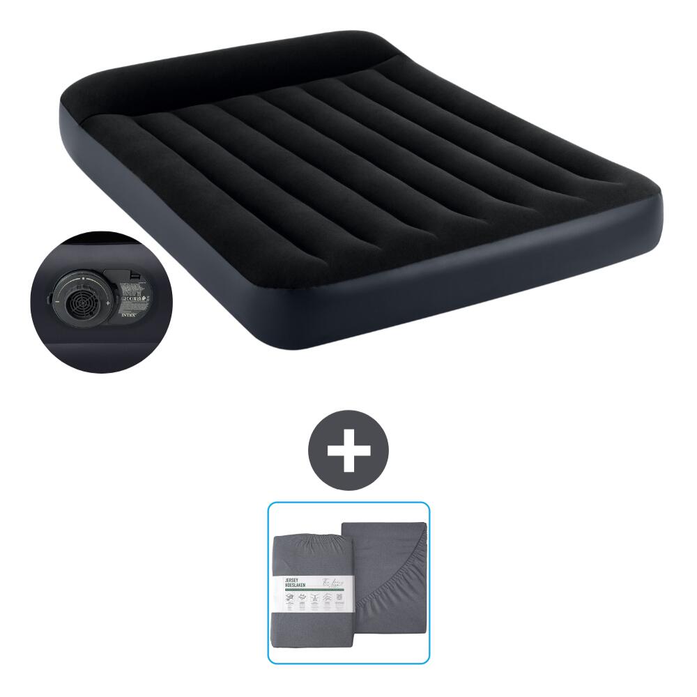 Intex - Matelas Gonflable Intex Pillow Rest - 2p - 191x137x25 Cm + Accessoires Cb23 - Matelas Gonflable - Bleu - No Size - Decathlon