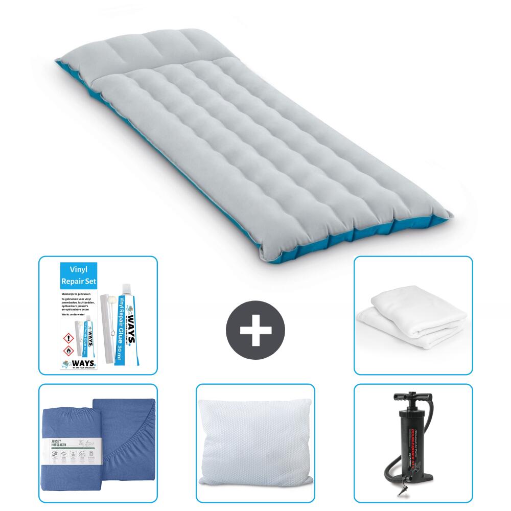Intex - Matelas Gonflable Intex Camping - 1p - 184x67x17 Cm + Accessoires Cb32 - Matelas Gonflable - Bleu - No Size - Decathlon