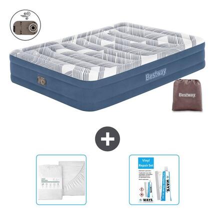 Matelas gonflable Bestway - 2P - 203x152x36 cm + Accessoires CB16