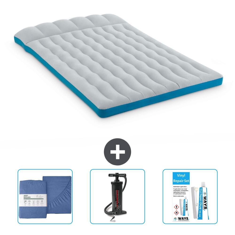 Intex - Matelas Gonflable Intex Camping - 2p -  193x127x24 Cm + Accessoires Cb34 - Matelas Gonflable - Bleu - No Size - Decathlon