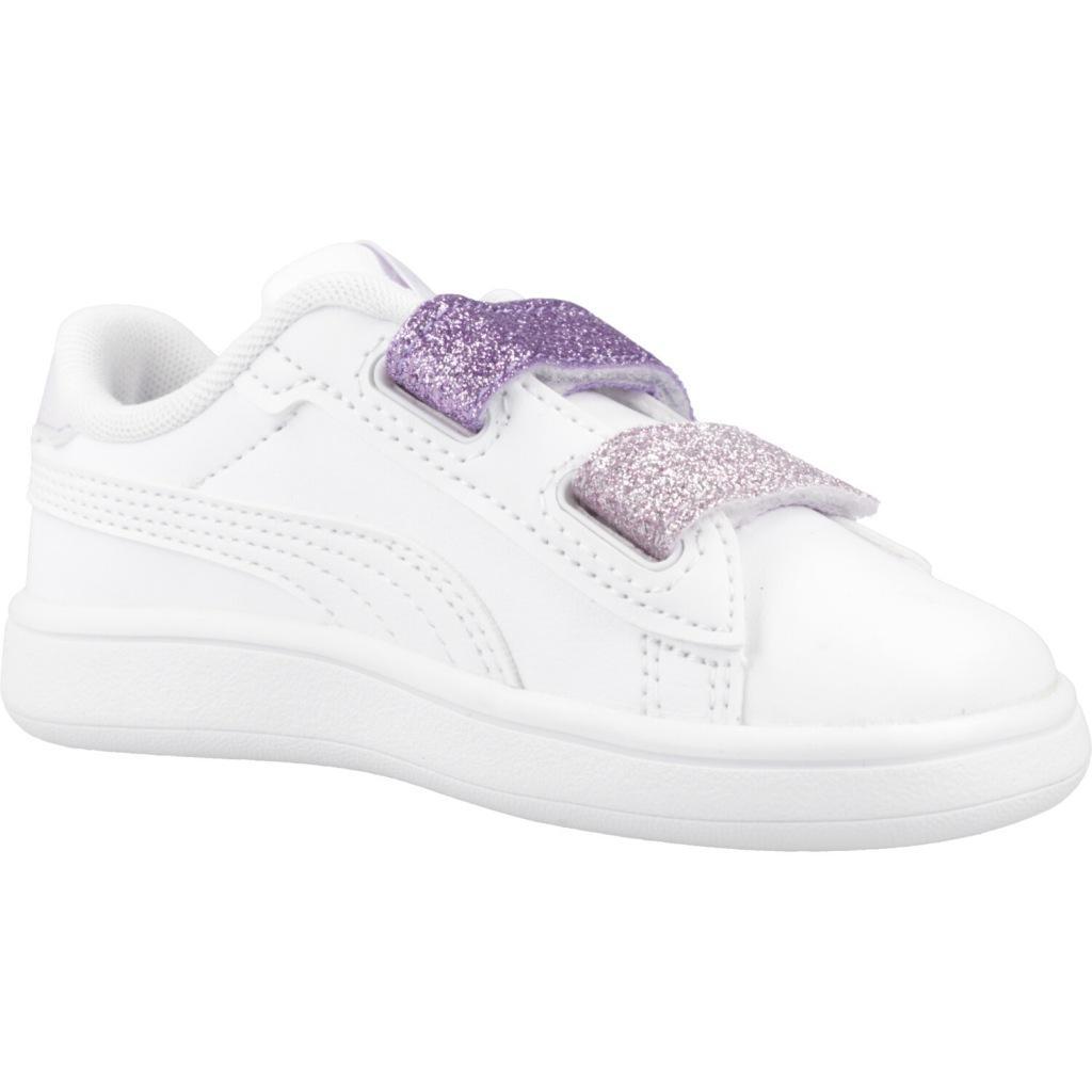 Baskets Puma Modèle Smash 3.0 L Glitter V Couleur Blanc 5/6