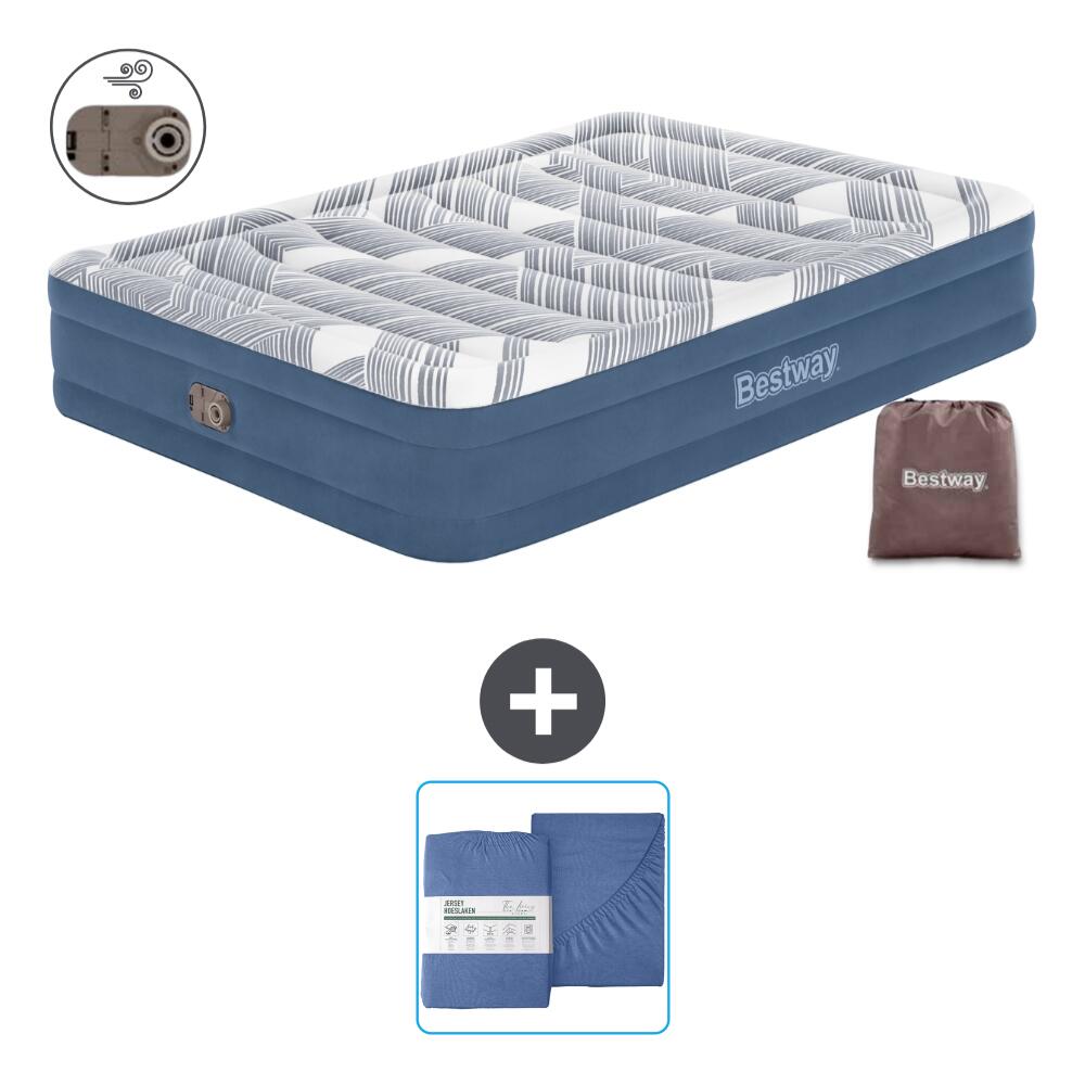 Bestway - Matelas Gonflable Bestway - 2p - 203x152x36 Cm + Accessoires Cb26 - Matelas Gonflable - Bleu - No Size - Decathlon