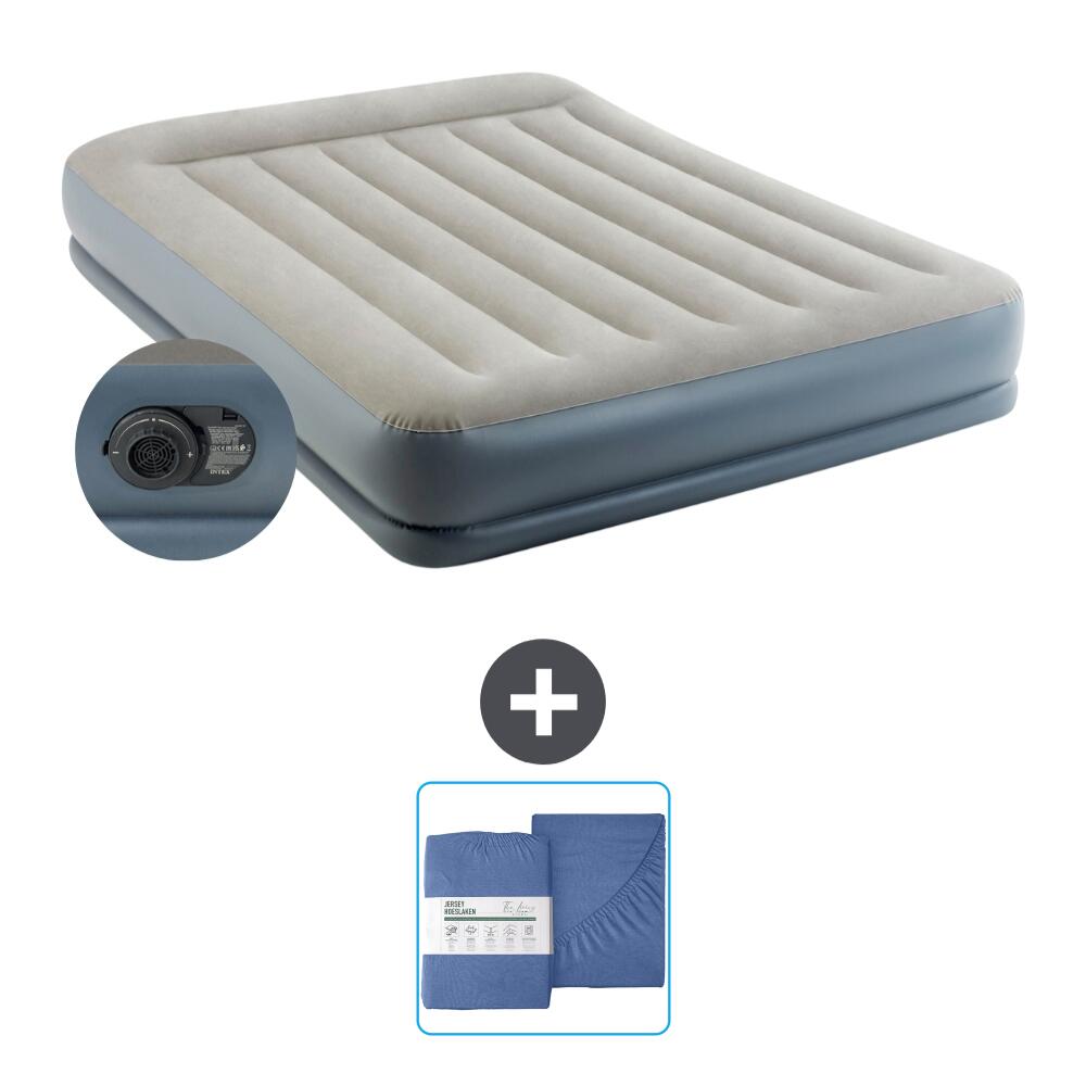Intex - Matelas Gonflable Intex Mid-rise - 2p - 203x152x30 Cm + Accessoires Cb26 - Matelas Gonflable - Gris - No Size - Decathlon