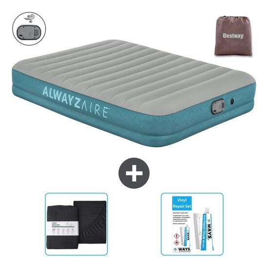 Matelas gonflable Bestway Alwayszair - 2P - 203x152x36 cm + Accessoires CB18