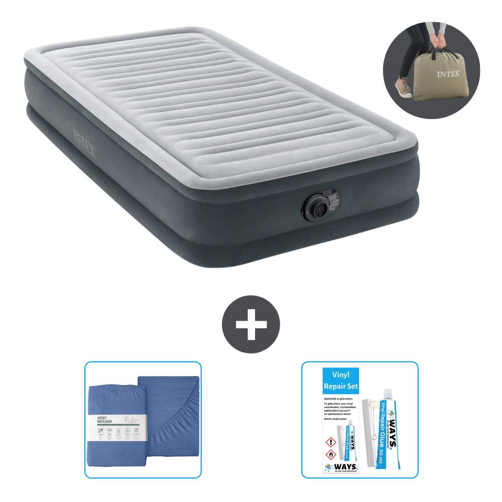 Intex - Matelas Gonflable Intex Plush Mid - 1p -  191x99x33 Cm + Accessoires Cb39 - Matelas Gonflable - Gris - No Size - Decathlon