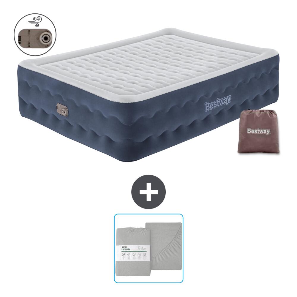 Bestway - Matelas Gonflable Bestway - 2p - 203x152x51 Cm + Accessoires Cb25 - Matelas Gonflable - Bleu - No Size - Decathlon
