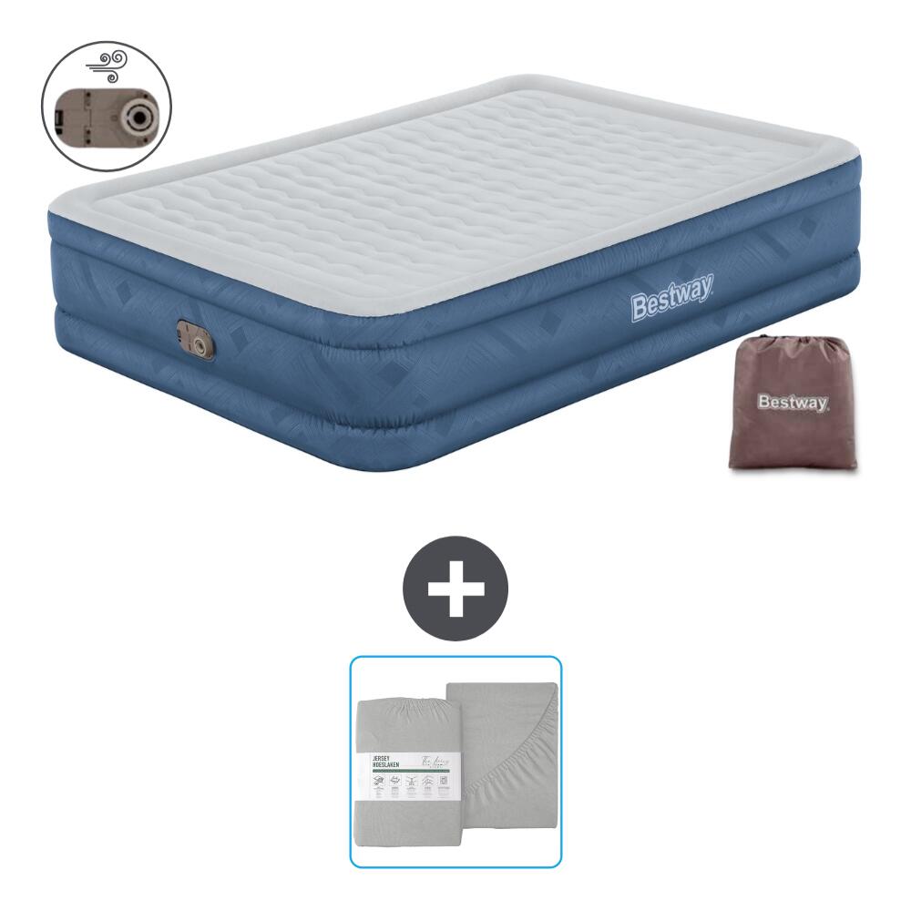 Bestway - Matelas Gonflable Bestway - 2p - 203x152x46 Cm + Accessoires Cb25 - Matelas Gonflable - Bleu - No Size - Decathlon