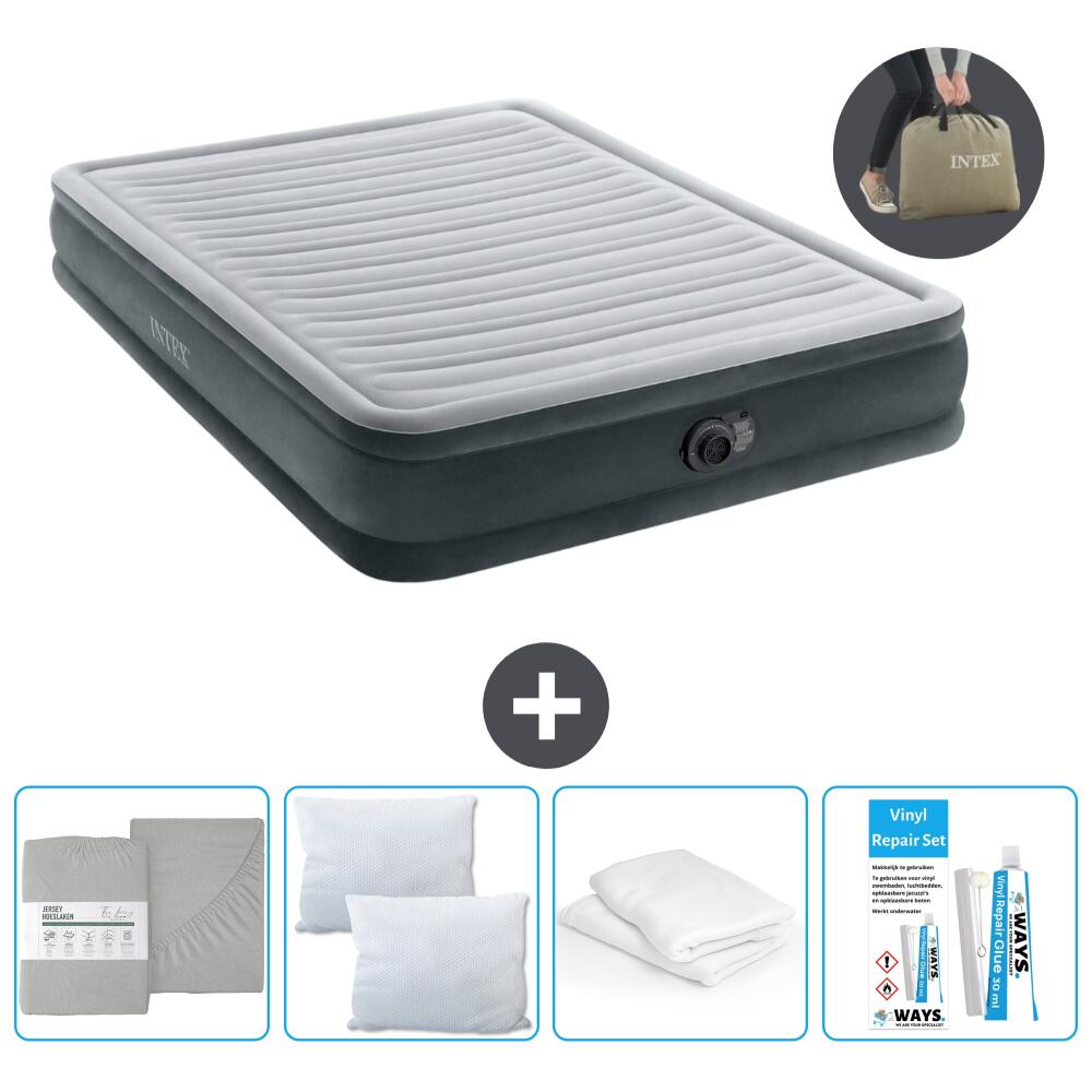 Intex - Matelas Gonflable Intex Plush Mid - 2p -  203x152x33 Cm + Accessoires Cb36 - Matelas Gonflable - Gris - No Size - Decathlon