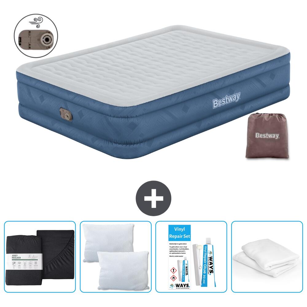 Bestway - Matelas Gonflable Bestway - 2p -  203x152x46 Cm + Accessoires Cb17 - Matelas Gonflable - Bleu - No Size - Decathlon