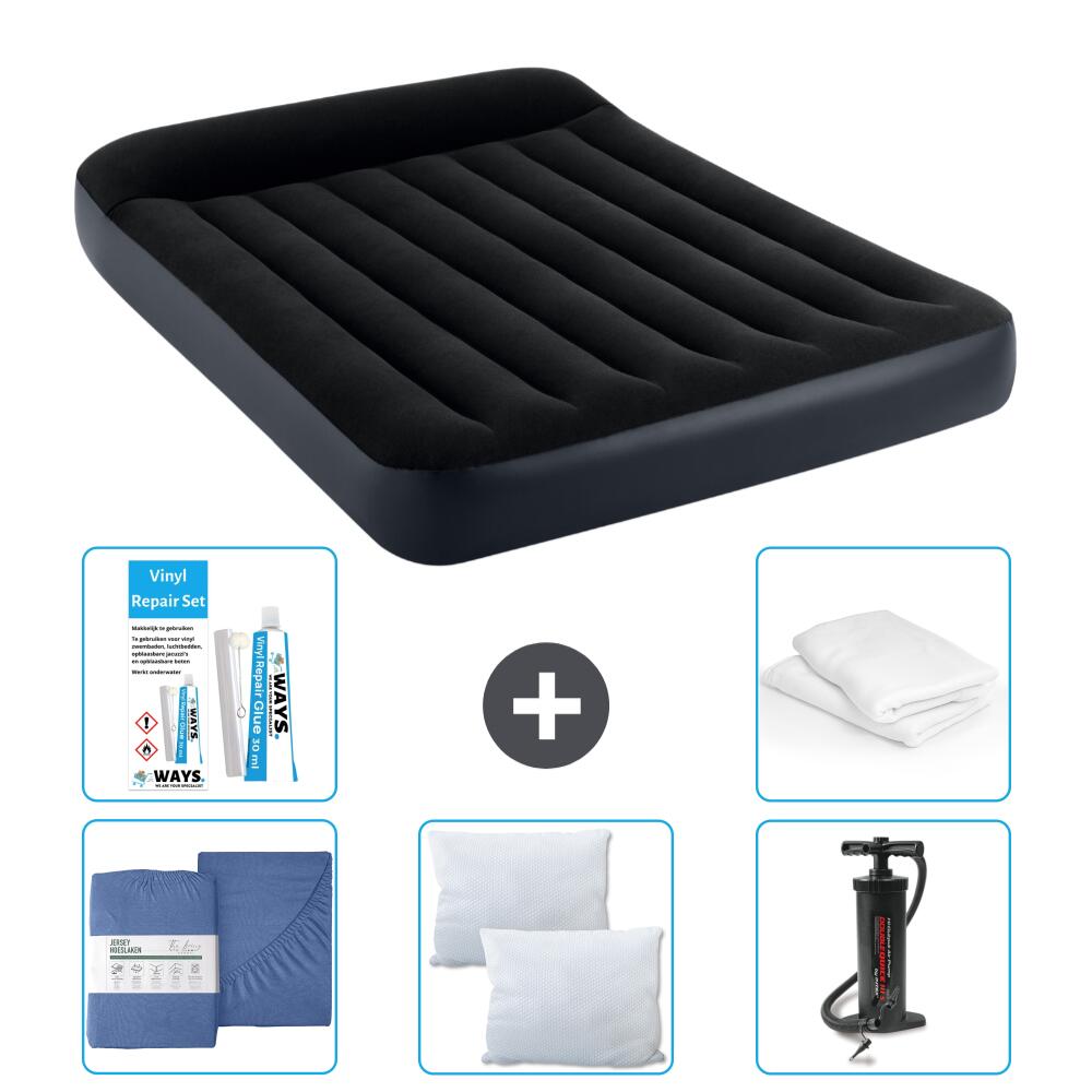 Intex - Matelas Gonflable Intex Pillow Rest - 2p -  191x137x25 Cm + Accessoires Cb32 - Matelas Gonflable - Bleu - No Size - Decathlon