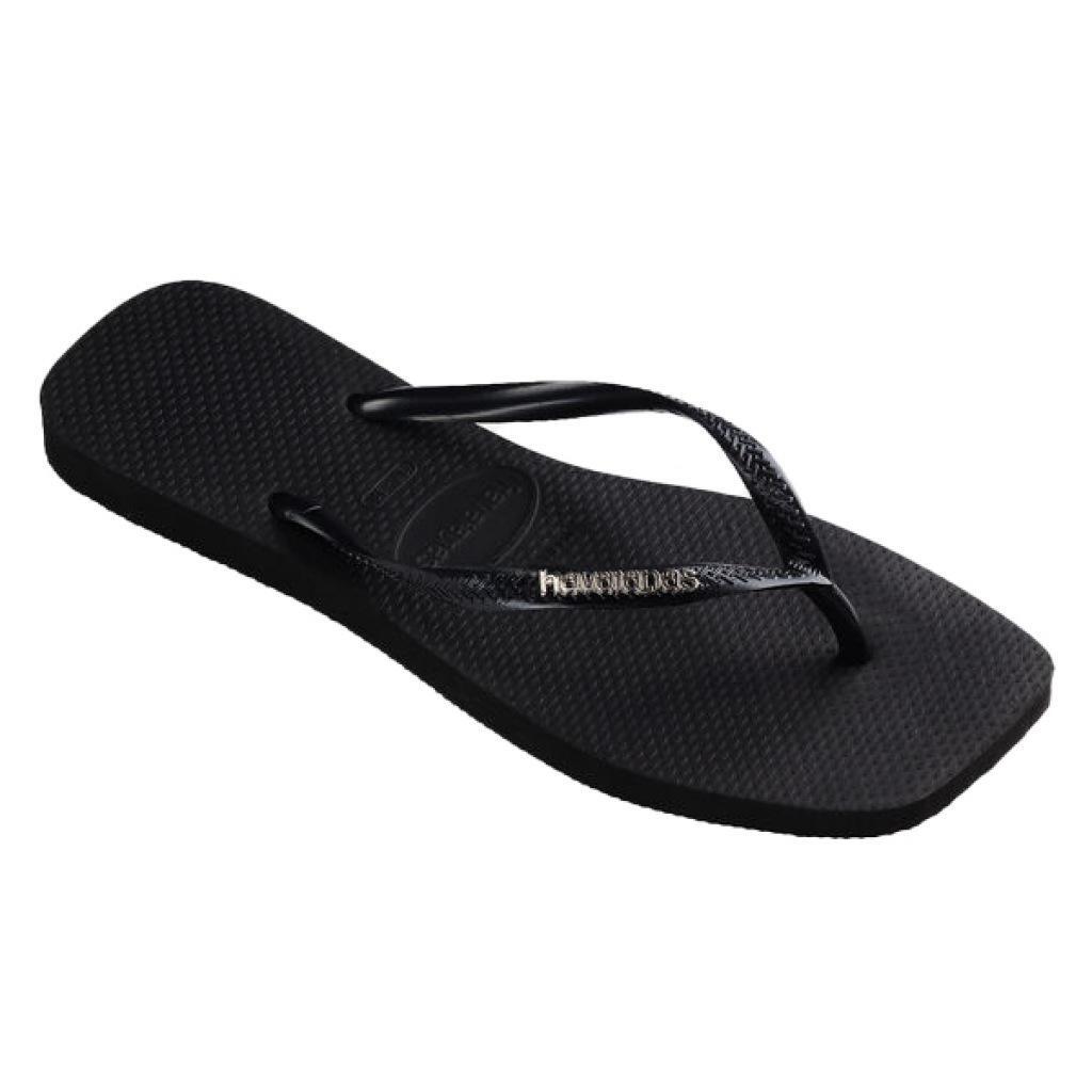 Claquettes Havaianas Modèle Square Logo Metallic Couleur Noir 2/5