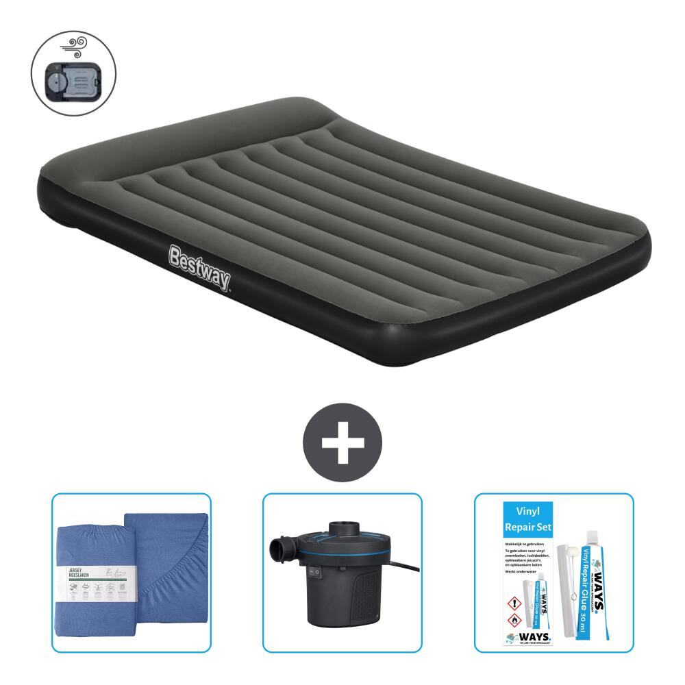 Bestway - Matelas Gonflable Bestway - 2p -  203x152x30 Cm + Accessoires Cb35 - Matelas Gonflable - Noir - No Size - Decathlon