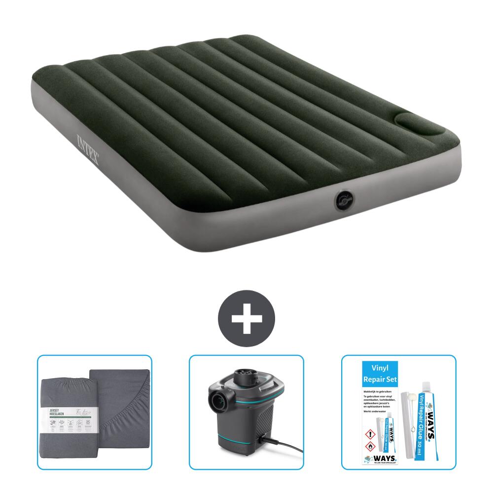 INTEX Luchtbed Intex Downy - 2P -  191x137x25 cm + Accessoires CB12