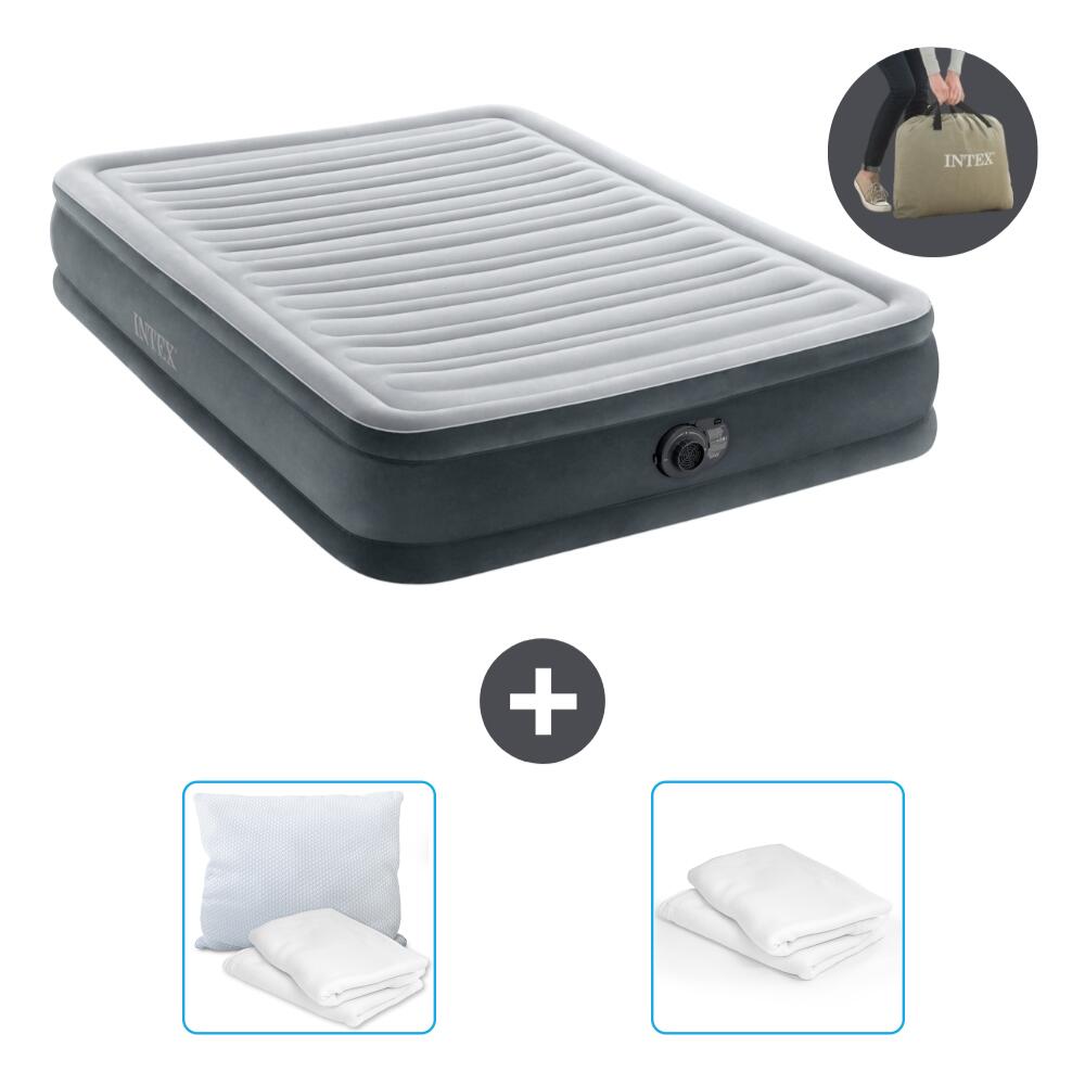 Intex - Matelas Gonflable Intex Plush Mid - 2p -  191x137x33 Cm + Accessoires Cb27 - Matelas Gonflable - Gris - No Size - Decathlon