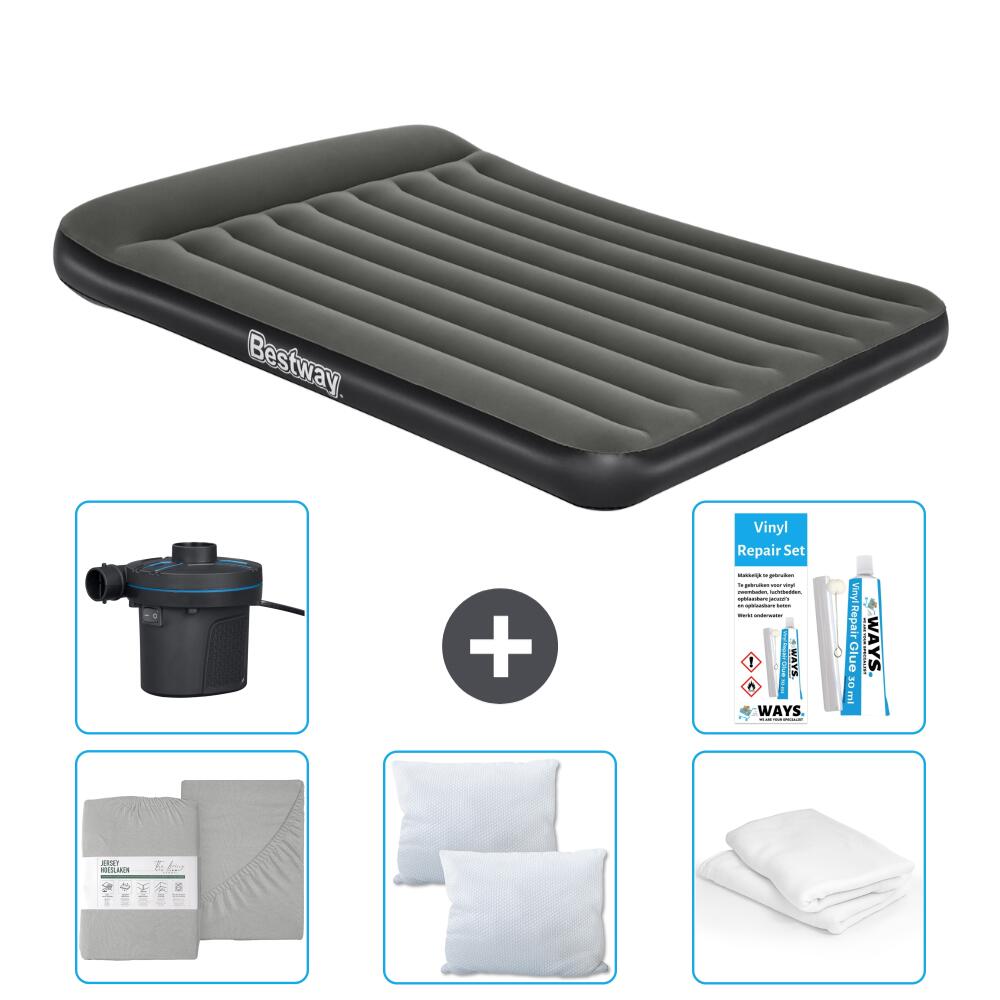 Bestway - Matelas Gonflable Bestway - 2p -  203x152x30 Cm + Accessoires Cb29 - Matelas Gonflable - Noir - No Size - Decathlon