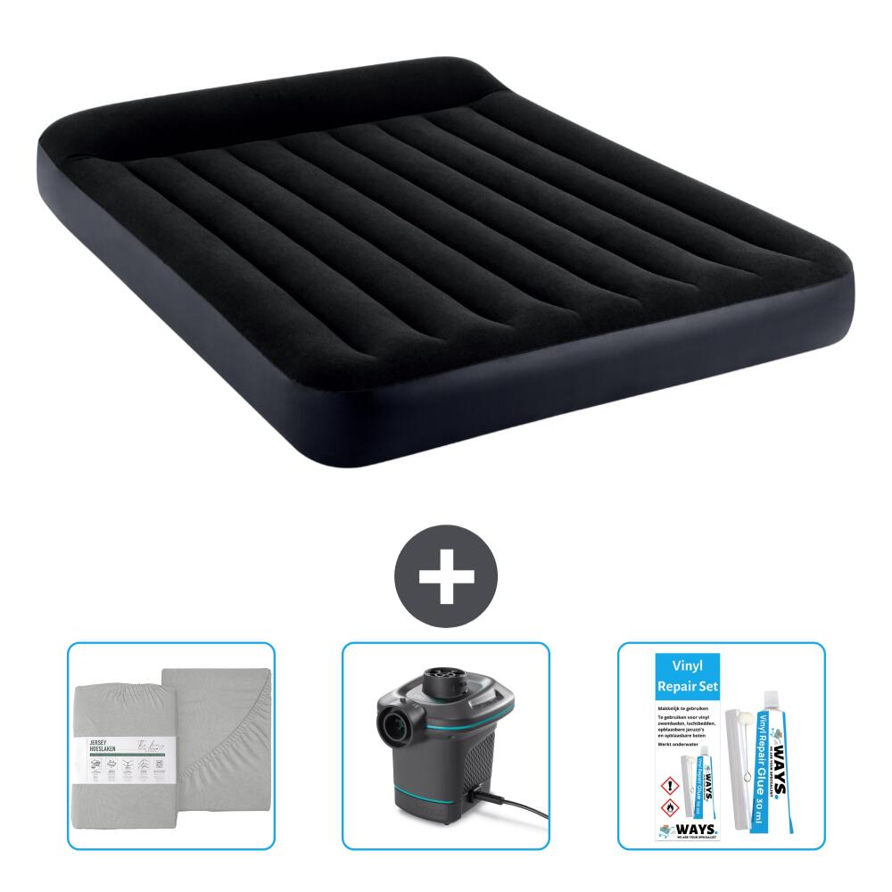 Intex - Matelas Gonflable Intex Pillow Rest - 2p -  203x152x25 Cm + Accessoires Cb31 - Matelas Gonflable - Bleu - No Size - Decathlon