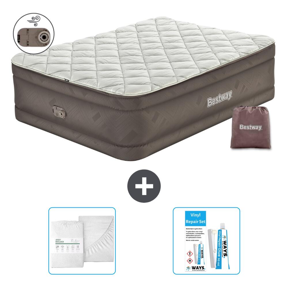 Bestway - Matelas Gonflable Bestway - 2p - 203x152x51 Cm + Accessoires Cb16 - Matelas Gonflable - Marron - No Size - Decathlon