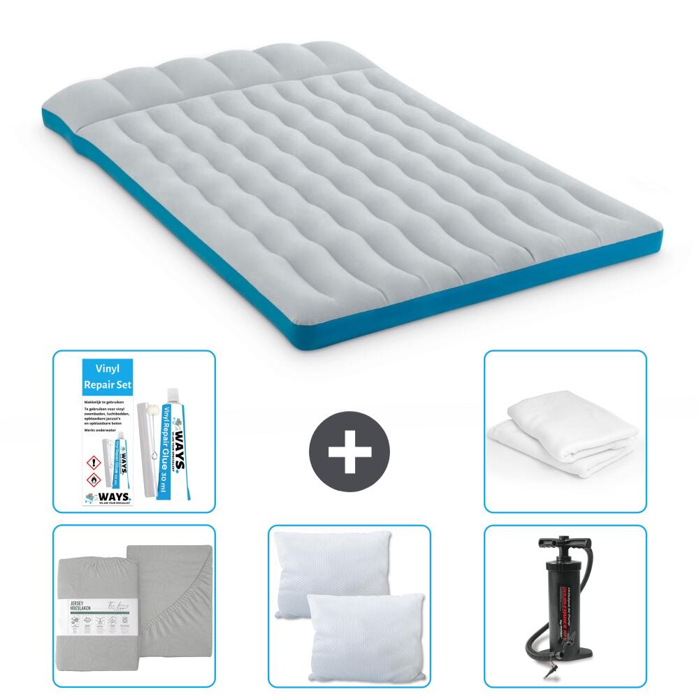 Intex - Matelas Gonflable Intex Camping - 2p -  193x127x24 Cm + Accessoires Cb28 - Matelas Gonflable - Bleu - No Size - Decathlon