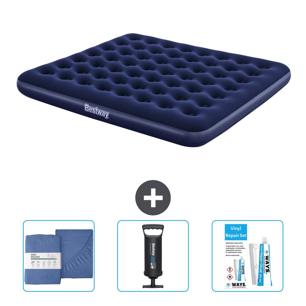 Bestway - Matelas Gonflable Bestway - 2p - 203x183x22 Cm + Accessoires Cb34 - Matelas Gonflable - Bleu - No Size - Decathlon