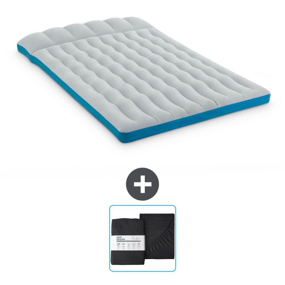 Intex - Matelas Gonflable Intex Camping - 2p - 193x127x24 Cm + Accessoires Cb22 - Matelas Gonflable - Bleu - No Size - Decathlon
