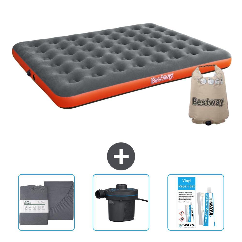 Bestway - Matelas Gonflable Bestway - 2p -  203x152x22 Cm + Accessoires Cb12 - Matelas Gonflable - Rouge - No Size - Decathlon