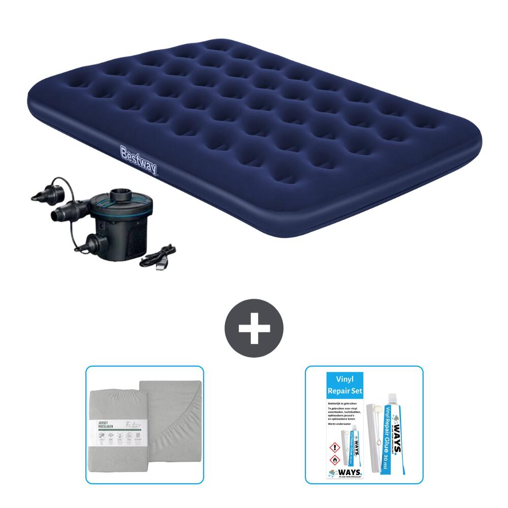Bestway - Matelas Gonflable Bestway - 2p -  191x137x22 Cm + Accessoires Cb37 - Matelas Gonflable - Bleu - No Size - Decathlon