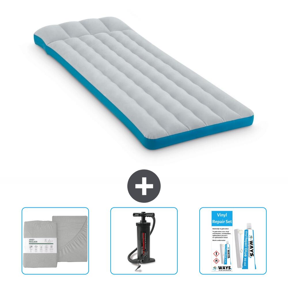 Intex - Matelas Gonflable Intex Camping - 2p - 189x72x20 Cm + Accessoires Cb30 - Matelas Gonflable - Bleu - No Size - Decathlon
