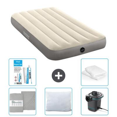 Luchtbed intex single - 1p - 191x99x25 cm + accessoires cb29