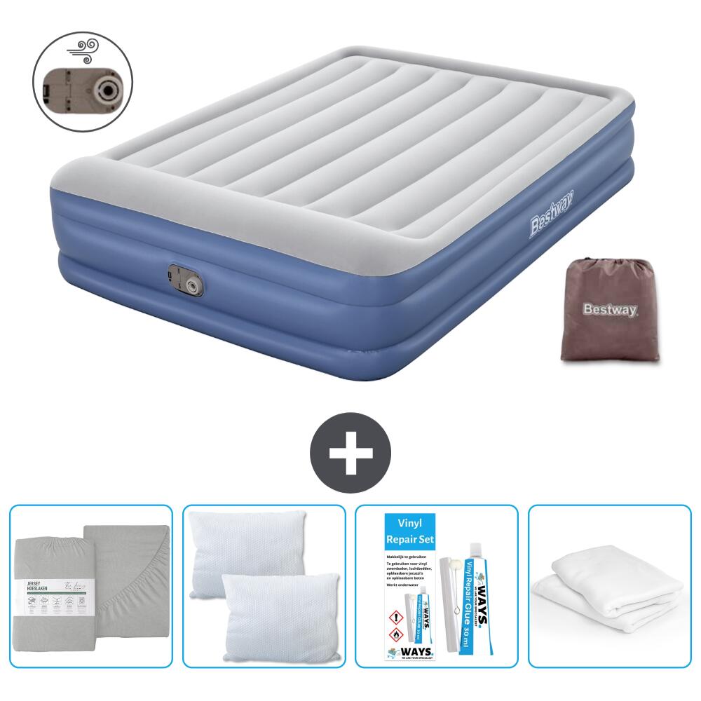 Bestway - Matelas Gonflable Bestway - 2p -  203x152x46 Cm + Accessoires Cb36 - Matelas Gonflable - Bleu - No Size - Decathlon