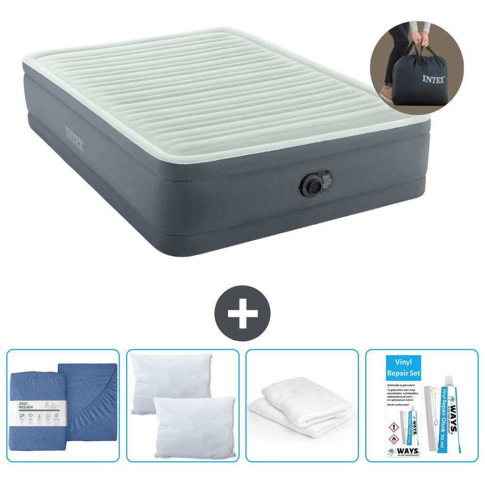 Intex - Matelas Gonflable Intex Premaire I - 2p -  203x152x46 Cm + Accessoires Cb38 - Matelas Gonflable - Gris - No Size - Decathlon